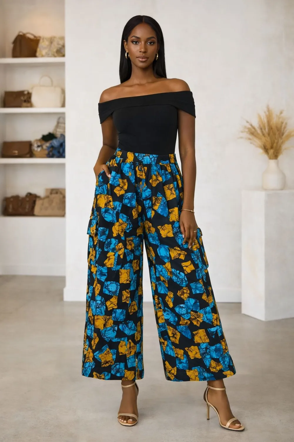 Kavazi pantalon cargo femme coton ample
