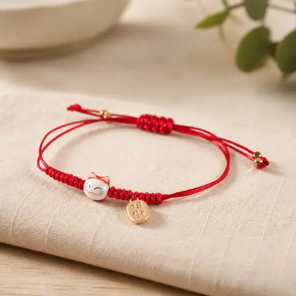 Esprit du Japon Maneki Neko bracelet céramique porte-bonheur