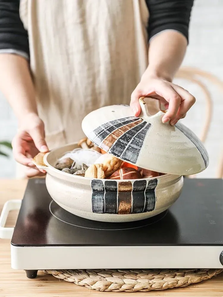 Japon style Kawaguchi pot en grès cuisson gaz
