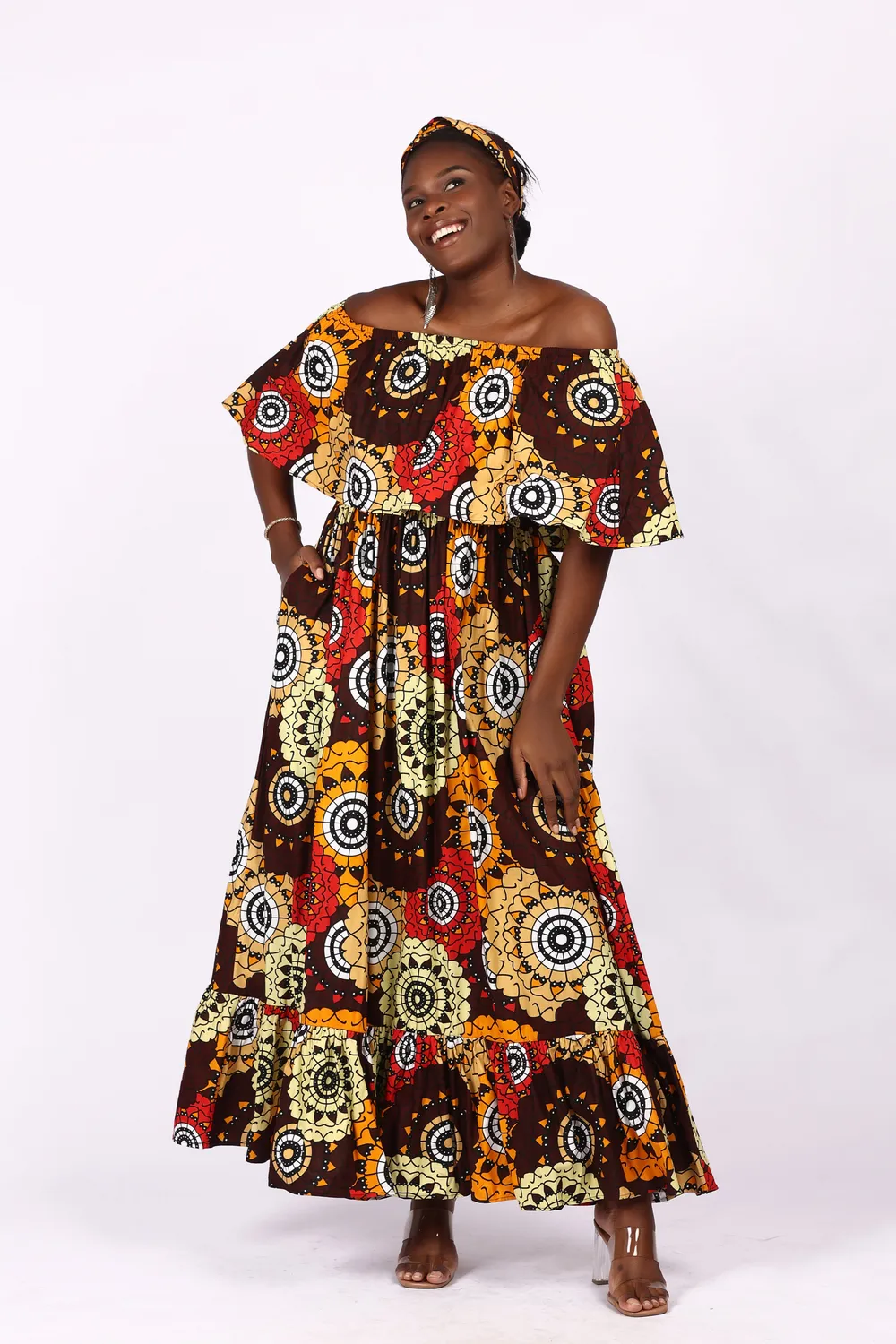 KAVAZI Off Shoulder Dress robe épaules dénudées avec bandeau