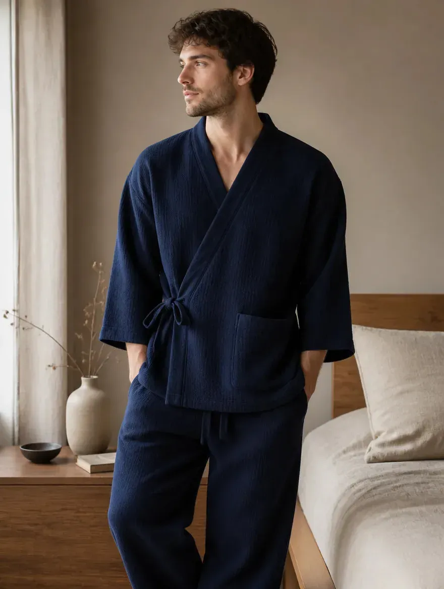 Esprit du Japon pyjama kimono homme coton veste pantalon