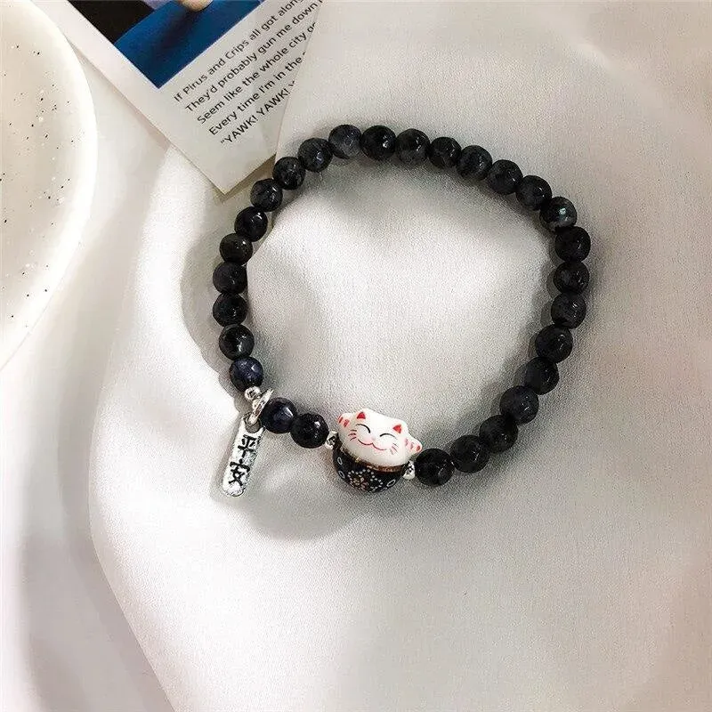 Japon style Bracelet Maneki Neko perles