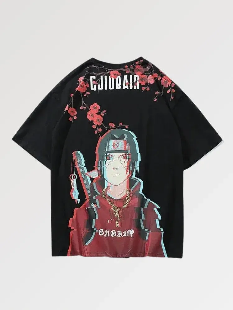 Japon style Itachi Uchiha Glitched Blossom t-shirt
