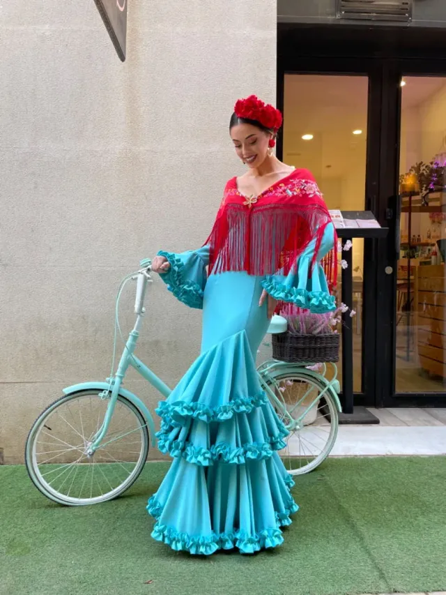 Viva la Feria Moda Flamenca Carmín robe gitane unie volants