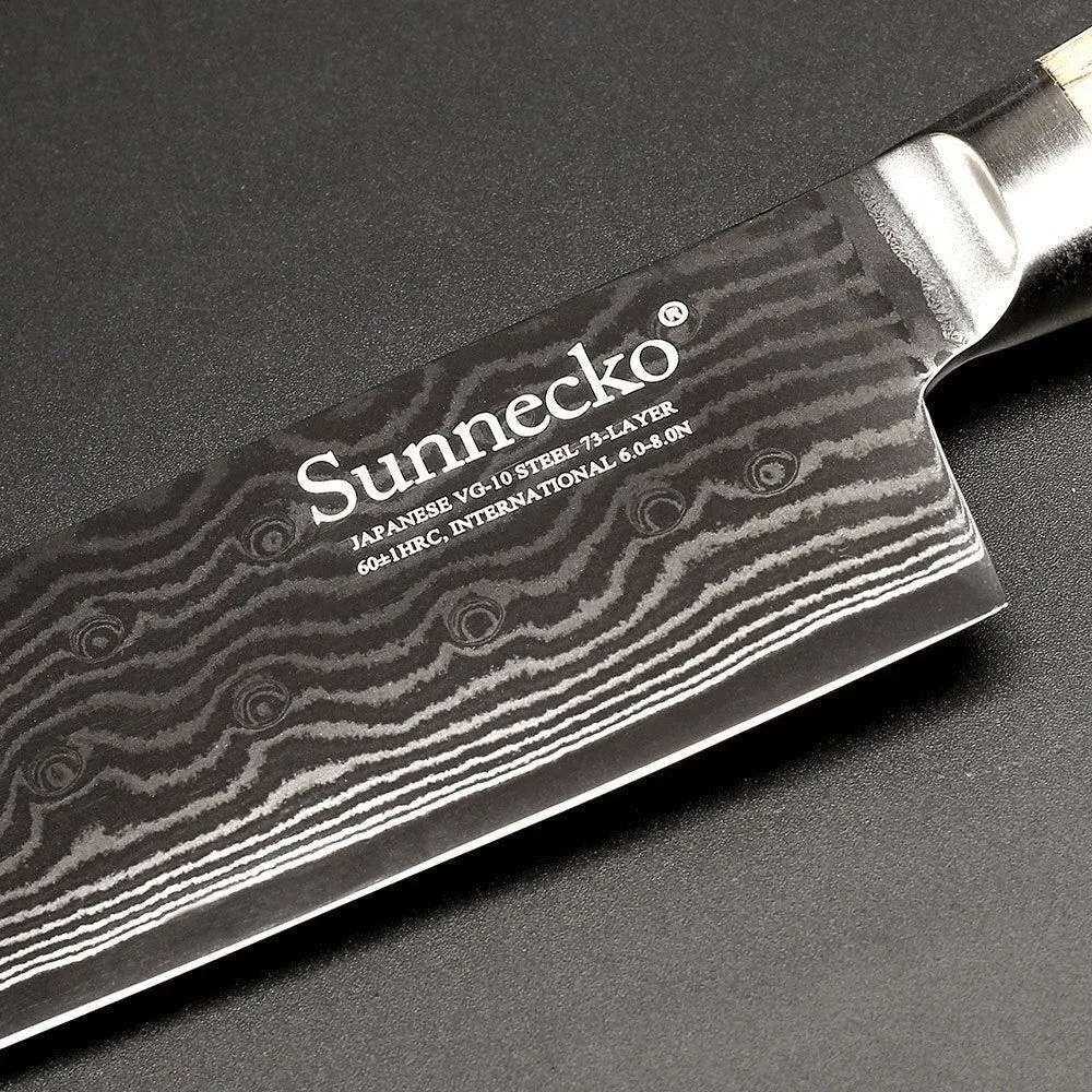 Japon style Damascus Santoku Knife Nanae couteau japonais