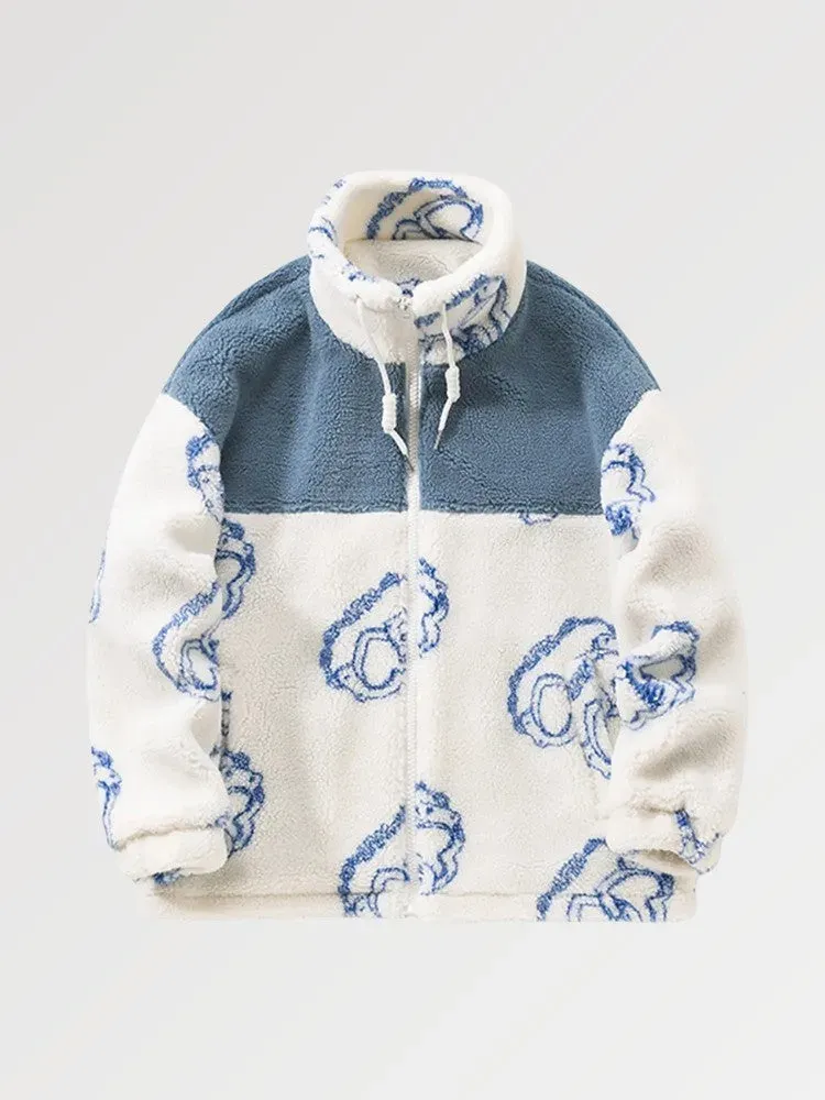 Japon style NKP110 veste en laine oversize brodée