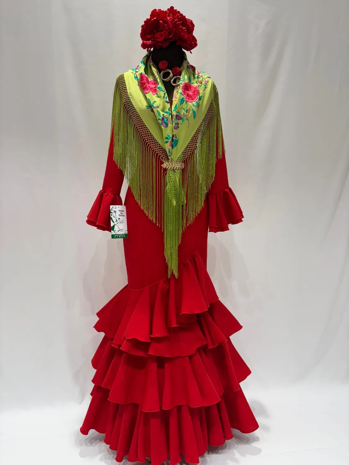 Viva La Feria robe flamenco rouge stretch à volants