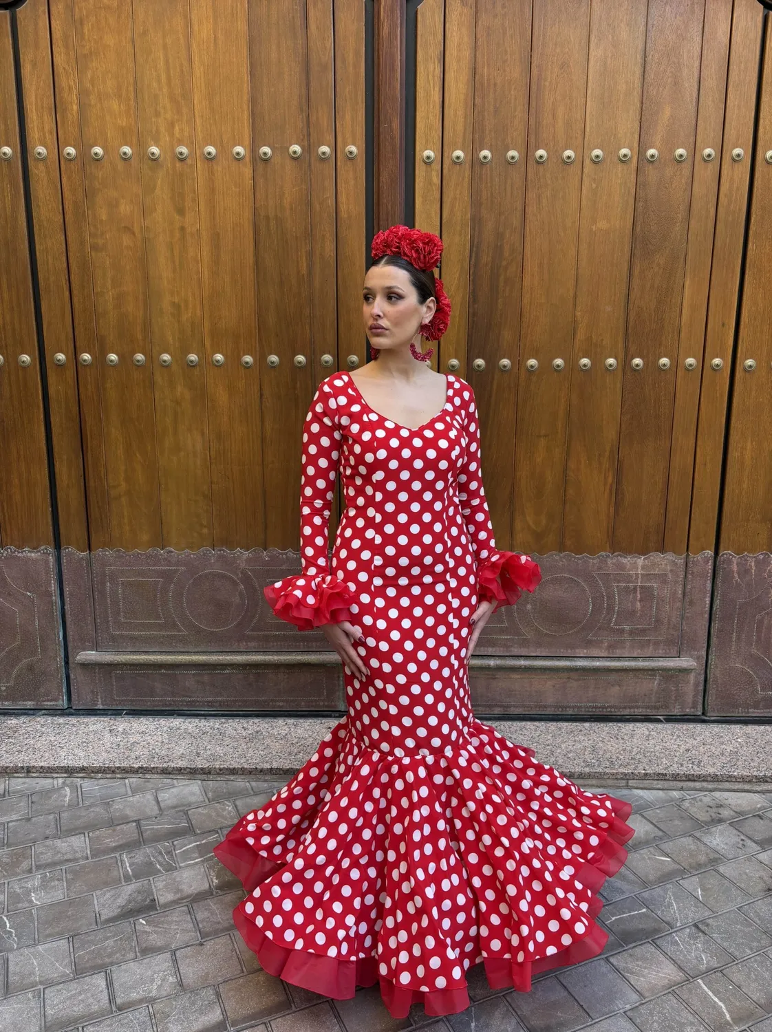 Viva La Feria Emperatriz robe flamenco rouge à pois