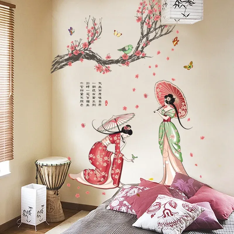 Japon style stickers cerisier japonais sakura déco zen