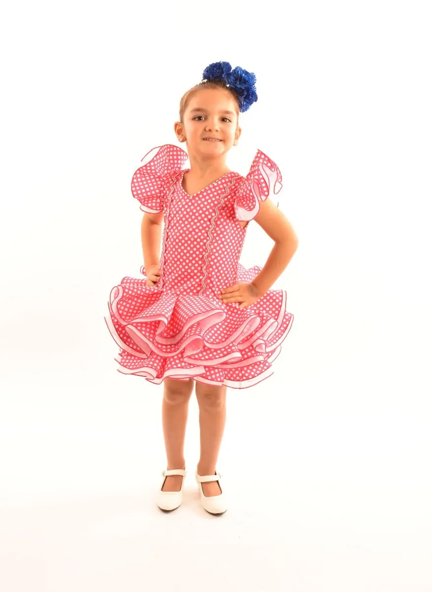 Viva la Feria Cayetana robe flamenca fille fuchsia pois