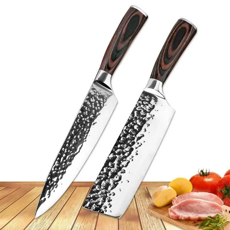 Japon Style Kanmuri Set Couteaux Japonais Inox Bois