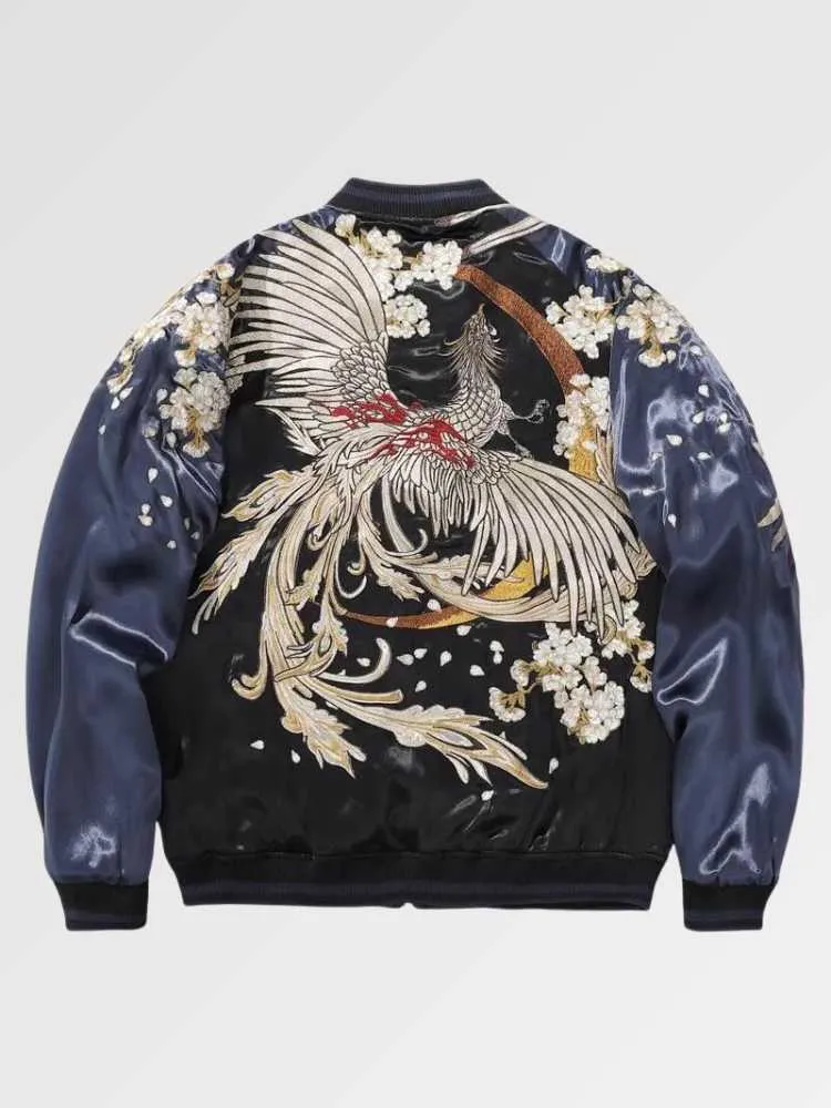 Japon style Yokosuka veste brodée phénix tigre Navy