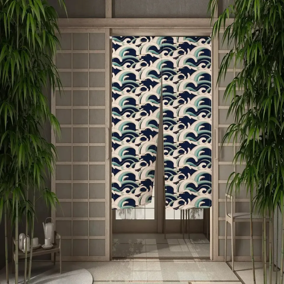 Japon style Okodara noren japonais motif chat