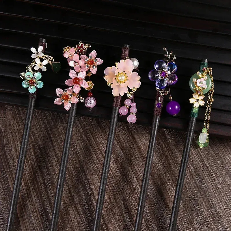 Esprit du Japon épingle kanzashi floral pendeloques