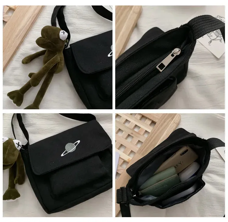 Esprit du Japon sac bandoulière carré toile motif planète