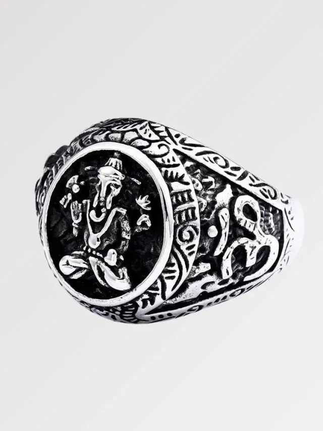 Japon style toyama bague Ganesh en argent symbole