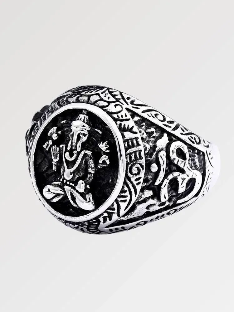 Japon style toyama bague Ganesh en argent symbole