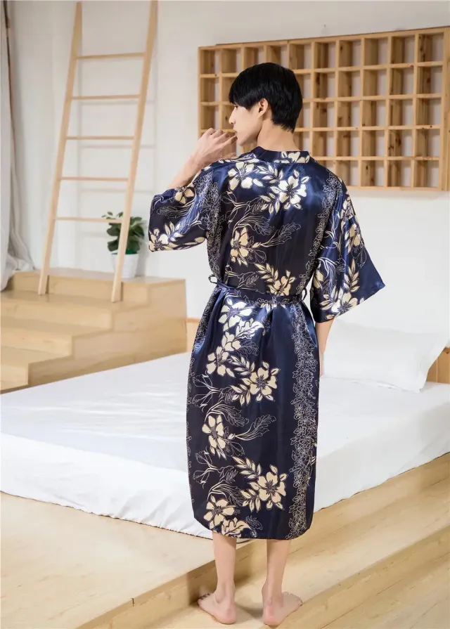 Japon style Kimono Satin Homme élégant