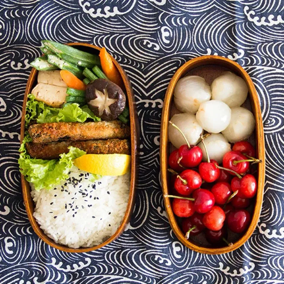 Japon style Boîte bento en bois artisanale