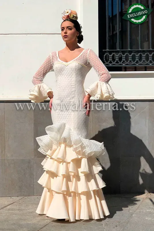 Viva La Feria Carmesí robe flamenco beige