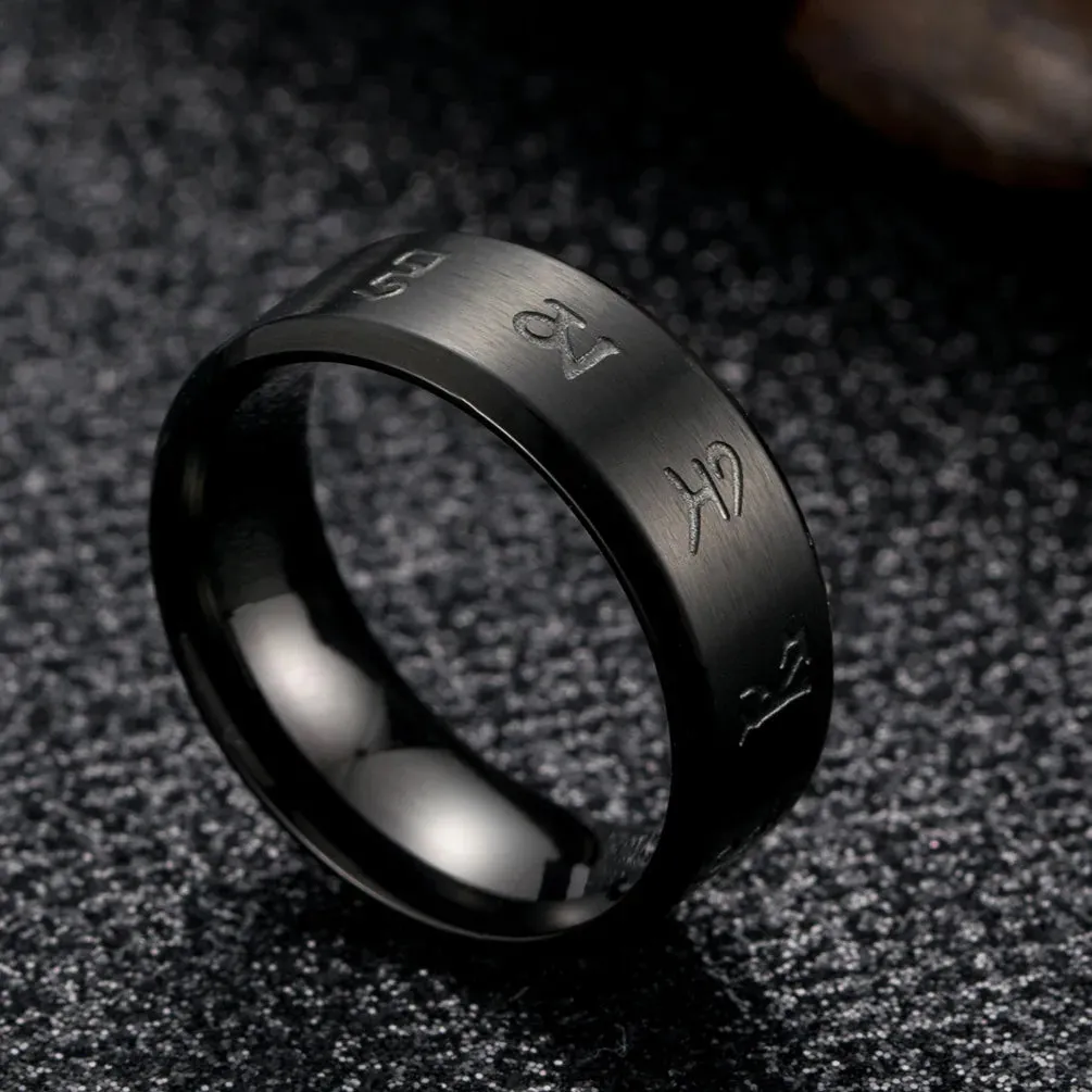 Esprit du Japon bague homme tournante acier noir