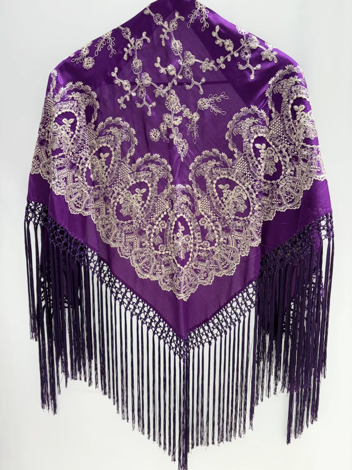 Viva La Feria châle flamenca satin brodé flecos