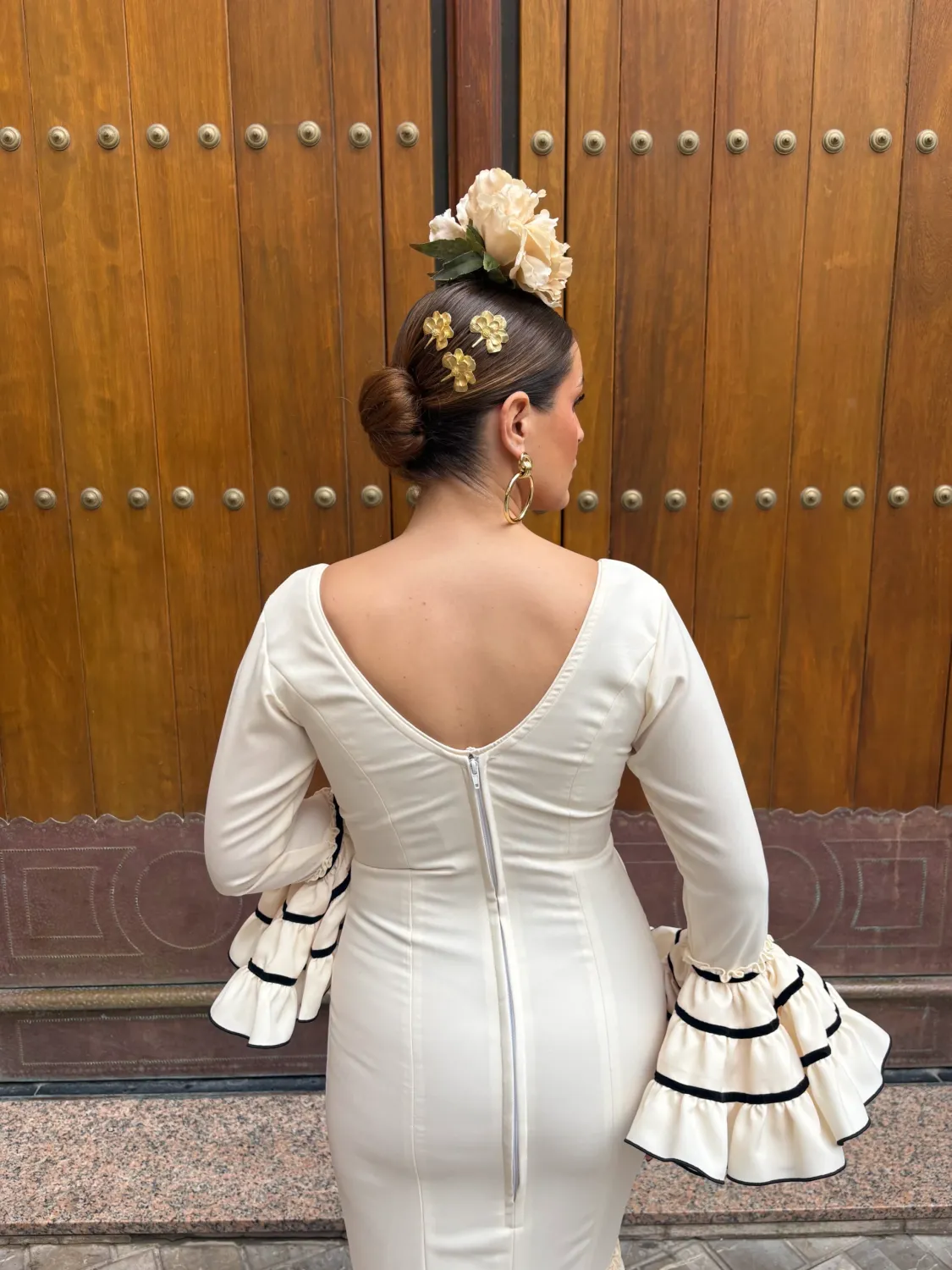 VIVA LA FERIA Laura robe flamenca canastera beige noire