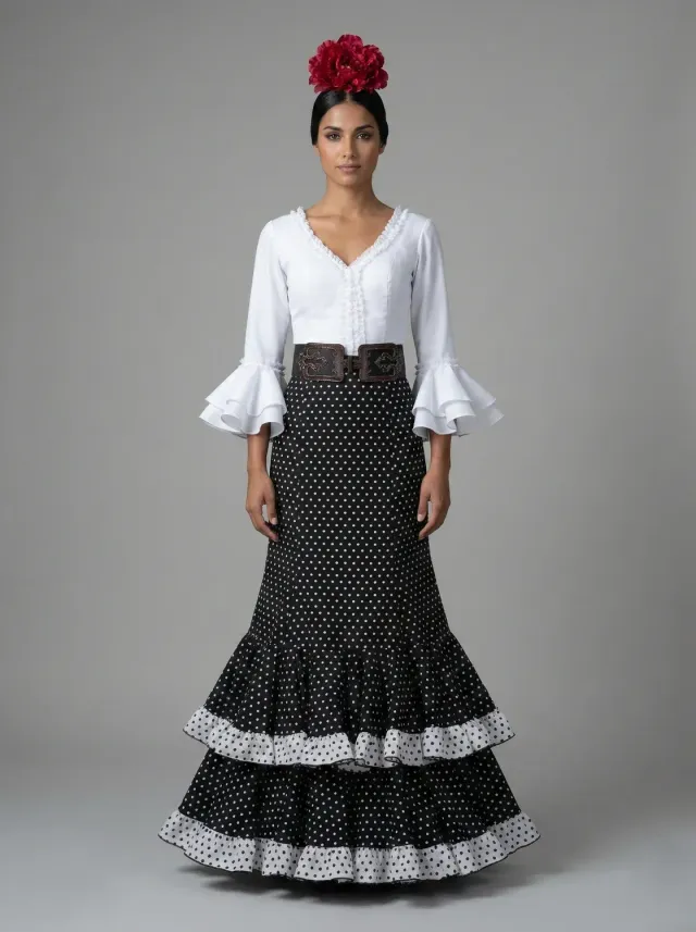 Viva la Feria Malena jupe rociera pois stretch