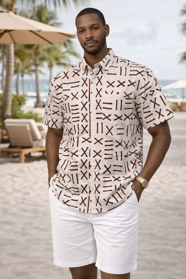 KAVAZI Men Short Sleeve Shirt chemise homme