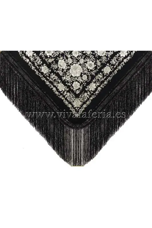 Viva La Feria châle flamenco soie brodé main 140 cm