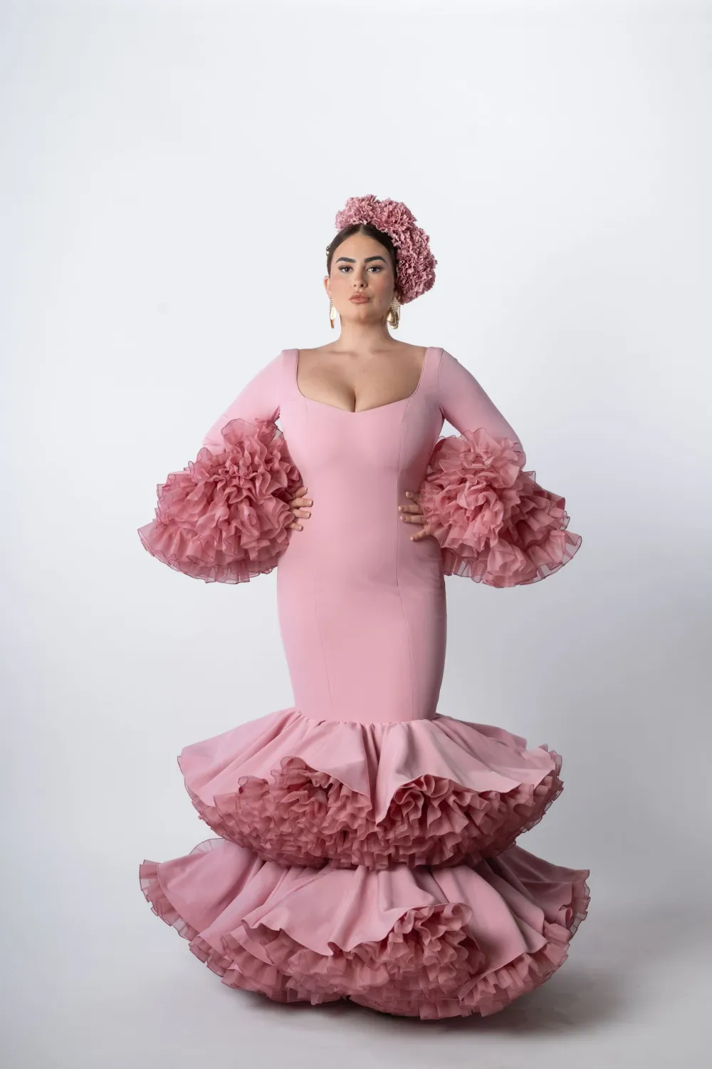 Viva La Feria Tiento robe flamenca marron volants tulle
