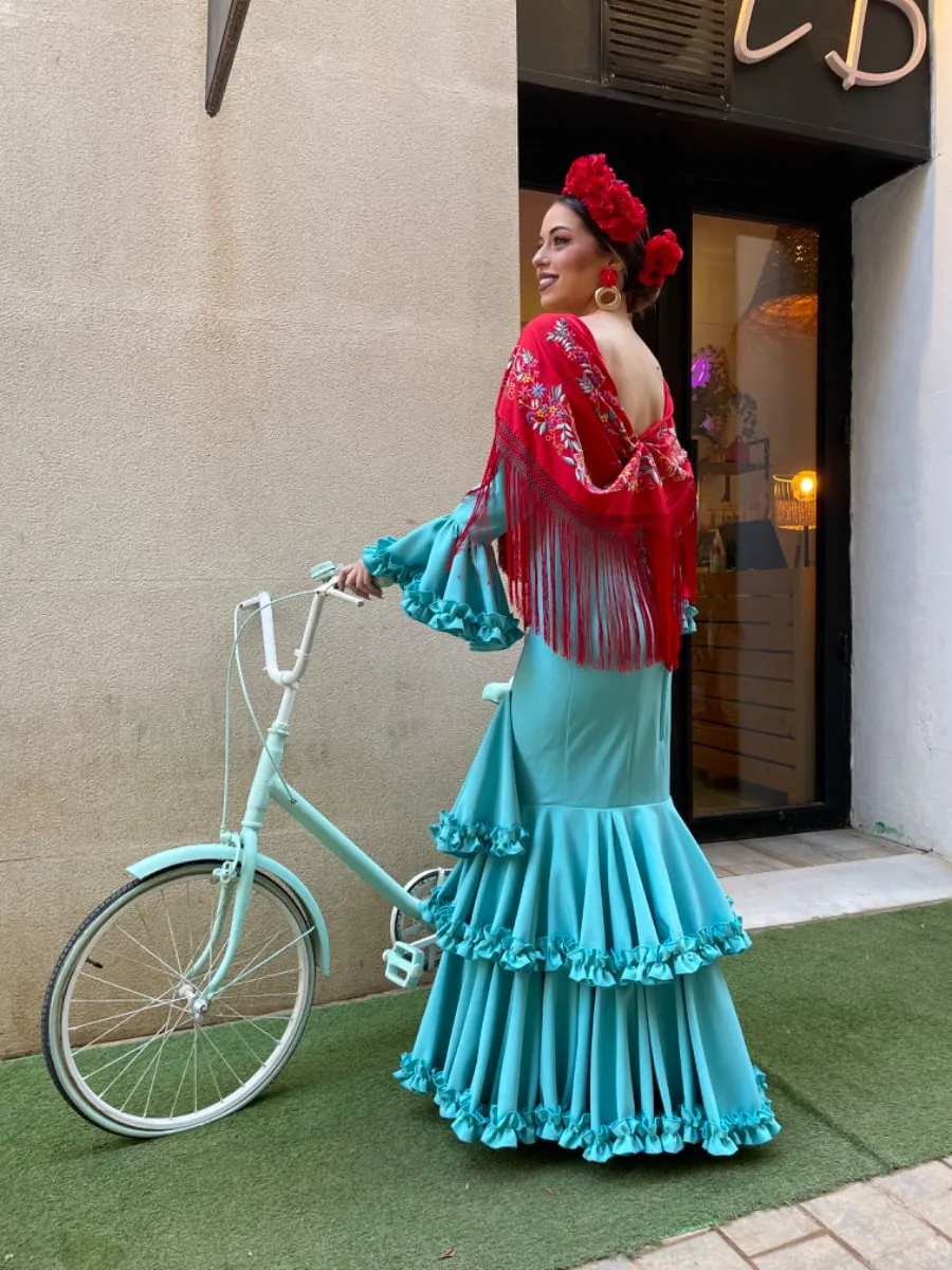 Viva la Feria Moda Flamenca Carmín robe gitane unie volants