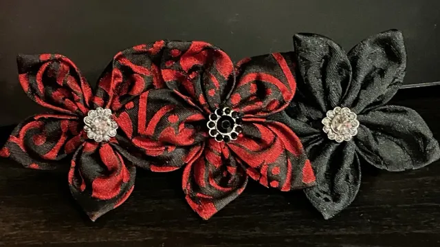 Geht's In Floriale barrette cheveux damassé 2 fleurs