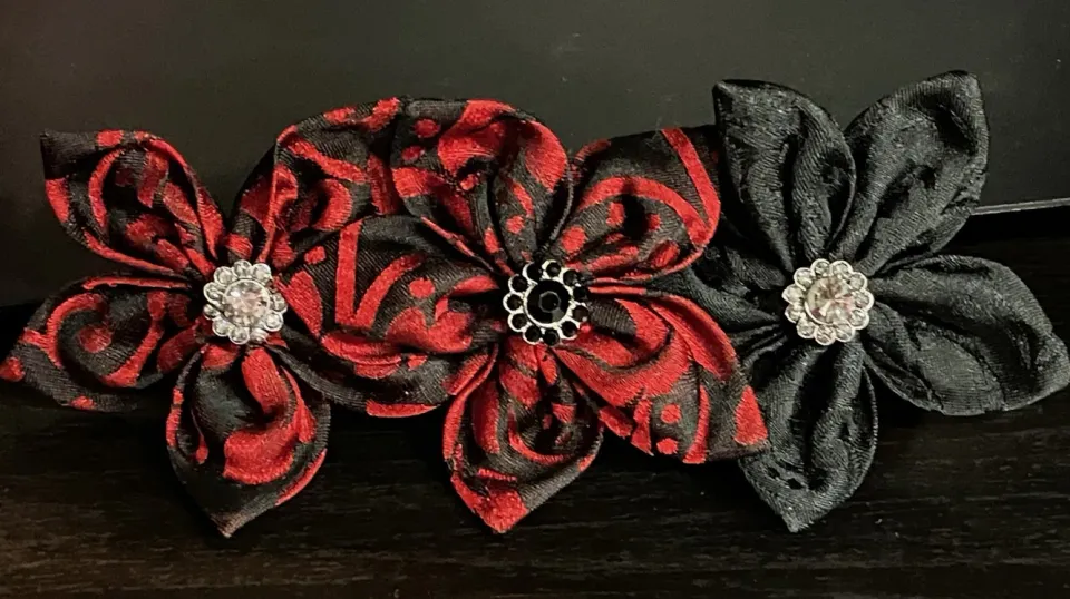 Geht's In Floriale barrette cheveux damassé 2 fleurs