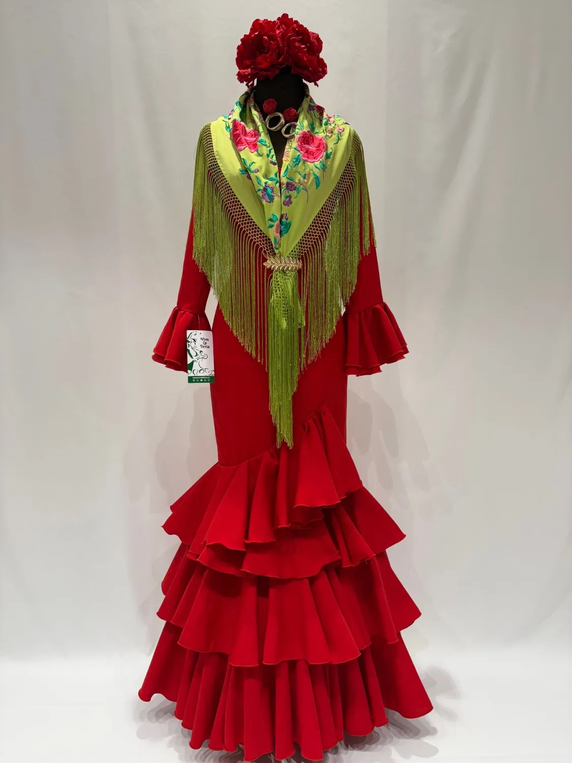 Viva La Feria robe flamenco rouge stretch à volants