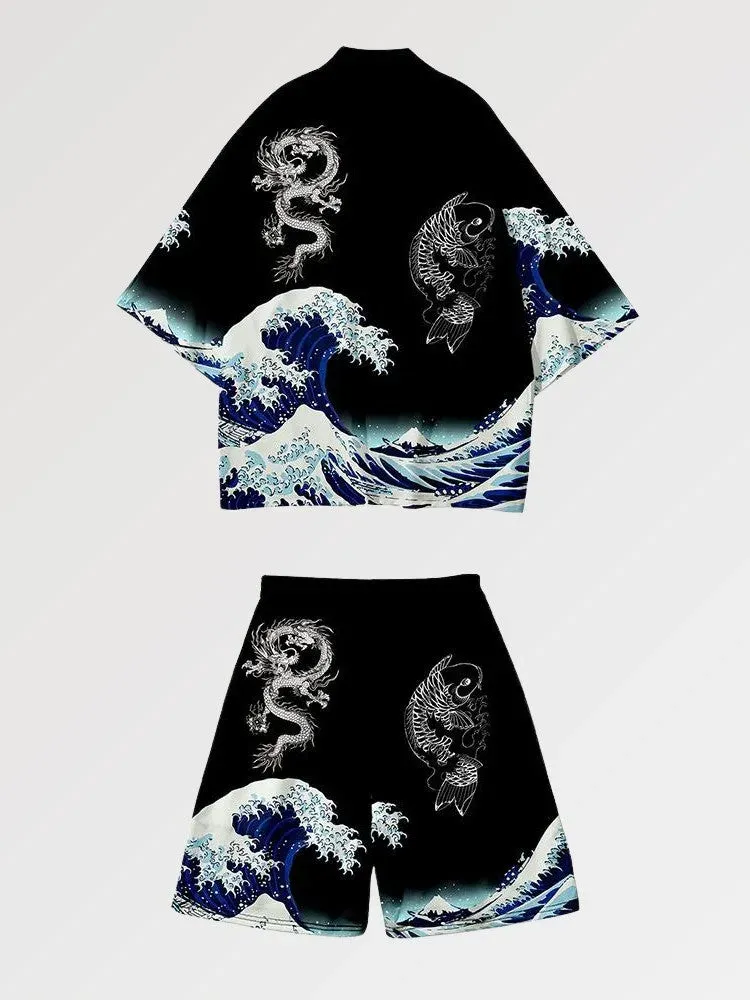 Japon style Ensemble De Kimono ‘kanagawa’ kimono japonais