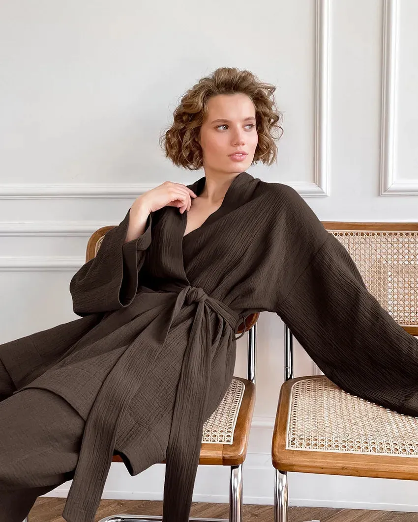 Esprit du Japon ensemble kimono gaze de coton ample