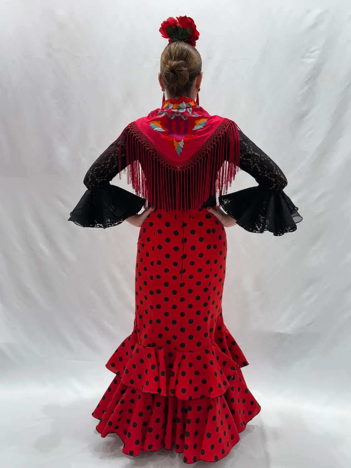 VIVA LA FERIA-MODA FLAMENCA Málaga jupe flamenca rouge à pois