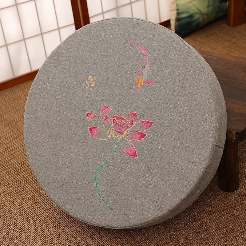 Japon style coussin méditation zen motif fleuri