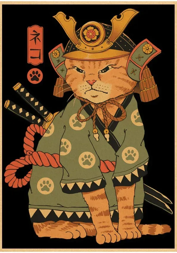 Japon style Affiche Chat poster zen
