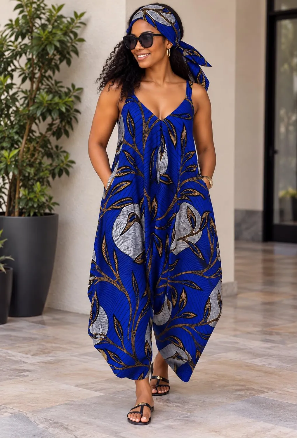 KAVAZI Combinaison harem africaine femme avec foulard