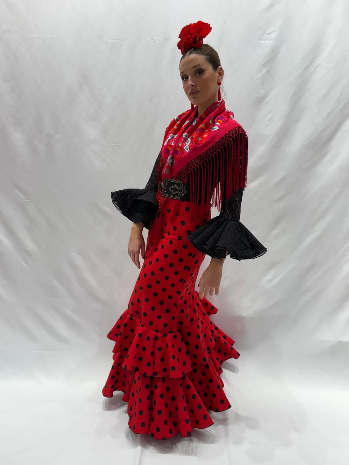 VIVA LA FERIA-MODA FLAMENCA Málaga jupe flamenca rouge à pois