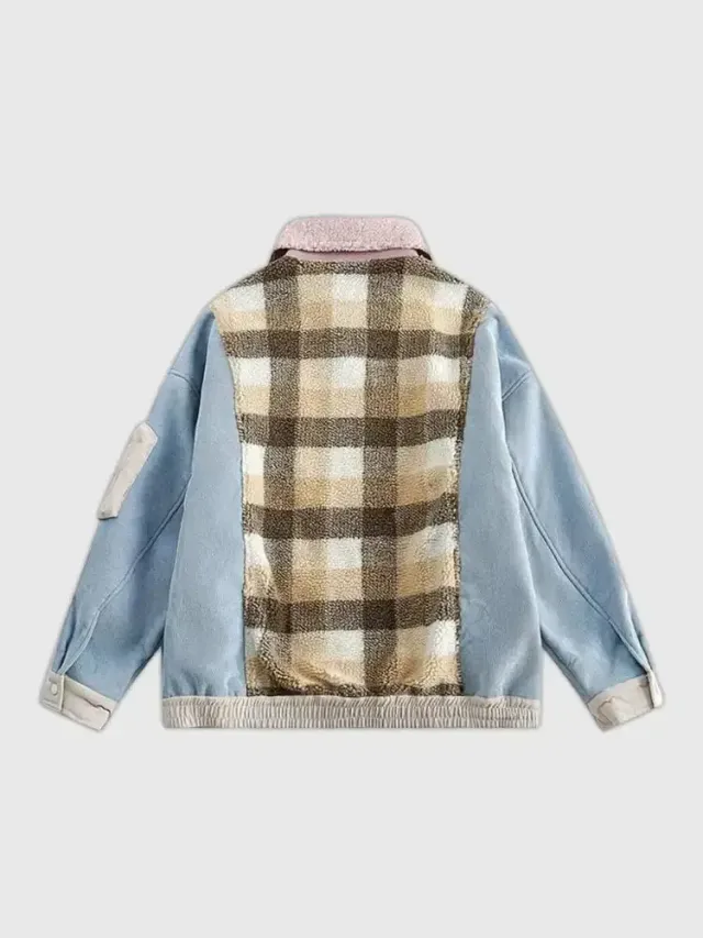 Japon style Rétro Patchwork Color veste blouson