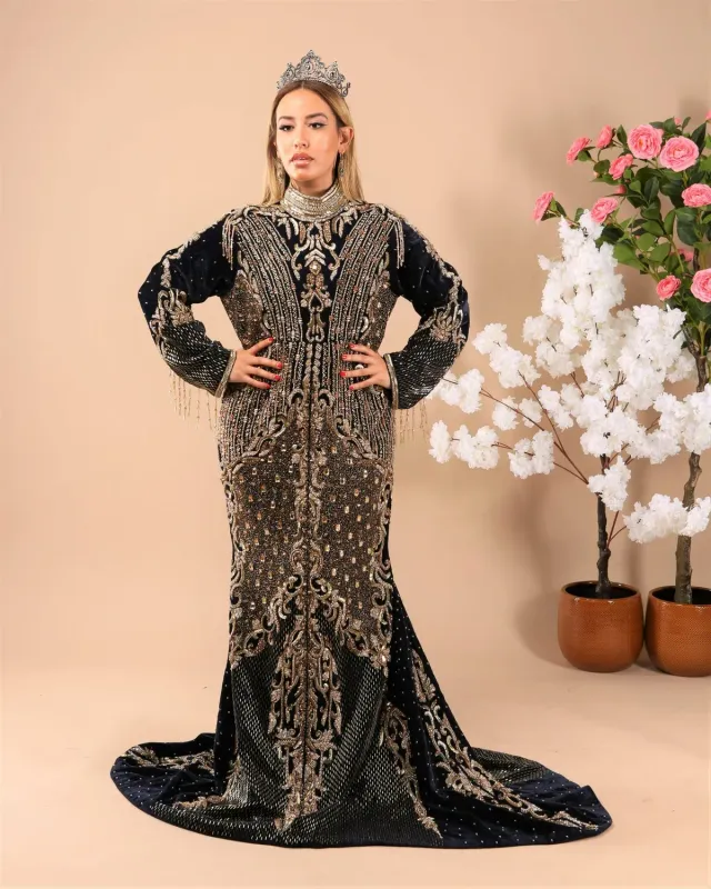 Célèbr'Orient Leyla robe de mariée sirène bleu nuit