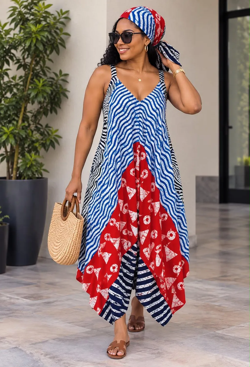 KAVAZI Combinaison harem africaine femme avec foulard