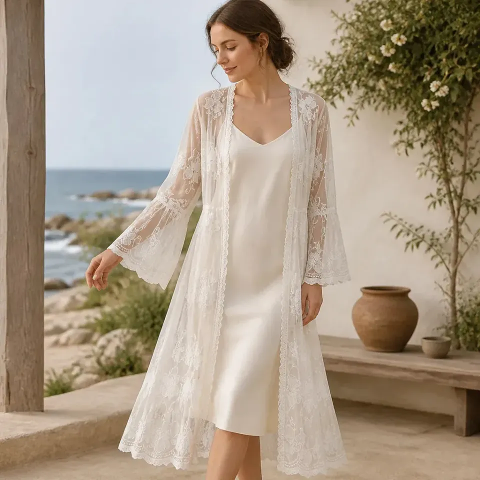 Esprit du Japon Kimono femme long en dentelle