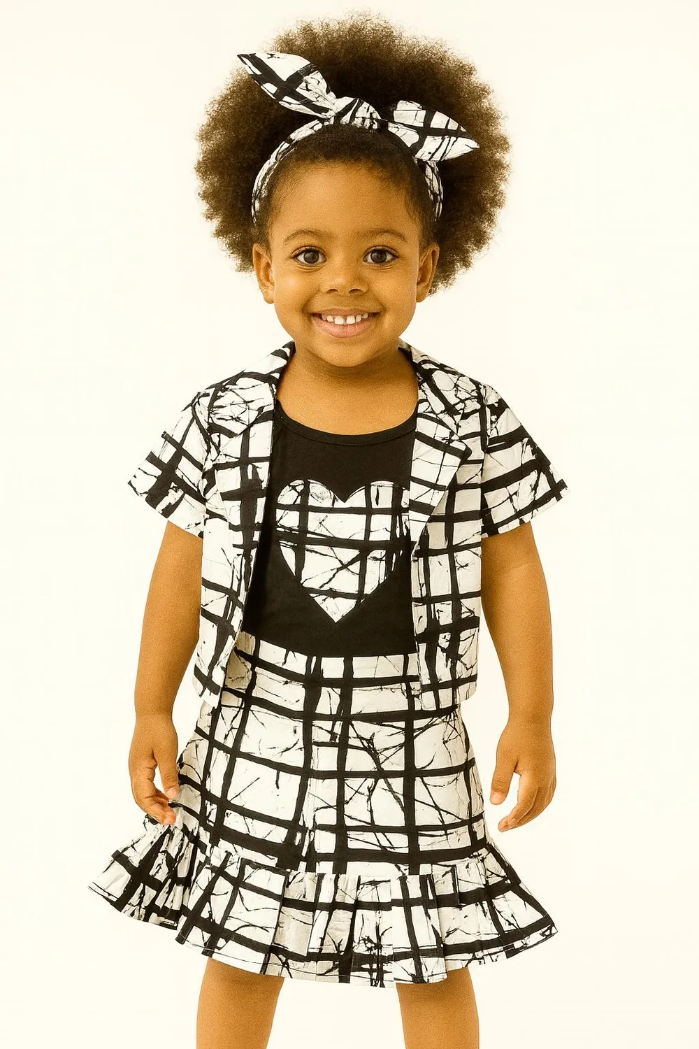 KAVAZI Ensemble africain fille 4 pièces jupe veste haut bandeau