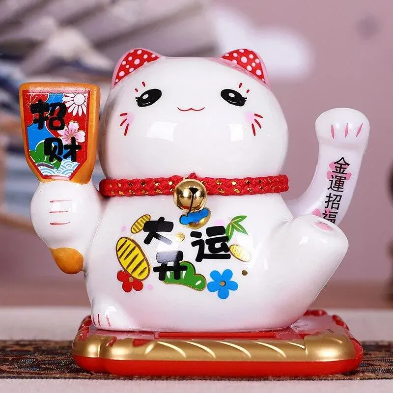 Japon Style Maneki Neko Paix et Amour statue chat peint main