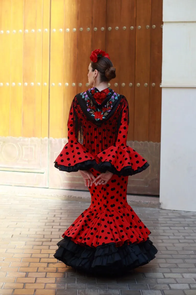 Viva La Feria Cristina robe gitane rouge et noir