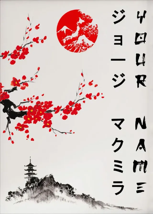 Japon style affiche murale vintage chat samouraï
